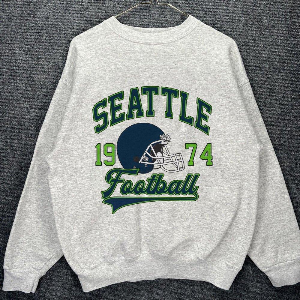 Retro Seattle Seahawks Sweatshirt 1974 Crewneck Football Team Pullover